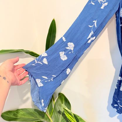 Minkpink Size XS Blue Floral Long-Sleeve Wrap Romper