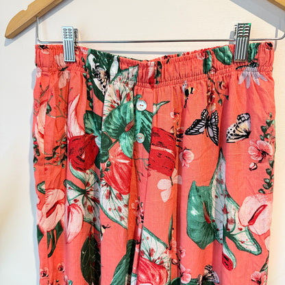 Floral-Print Wide-Leg Palazzo Pants Waist 66cm