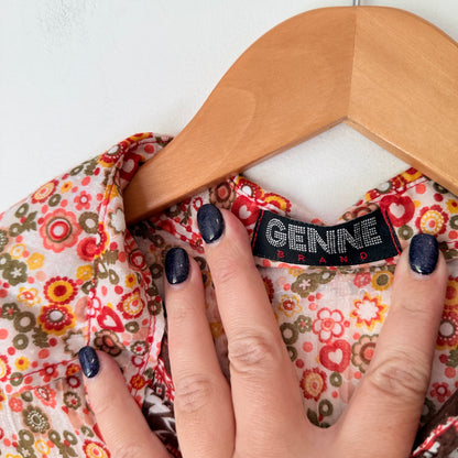 Genne U/Arm to U/Arm 44cm Lace-Trimmed Floral-Print Woven Blouse
