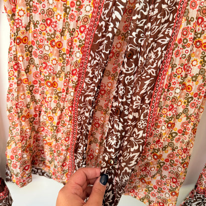 Genne U/Arm to U/Arm 44cm Lace-Trimmed Floral-Print Woven Blouse