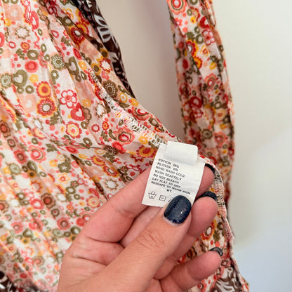 Genne U/Arm to U/Arm 44cm Lace-Trimmed Floral-Print Woven Blouse