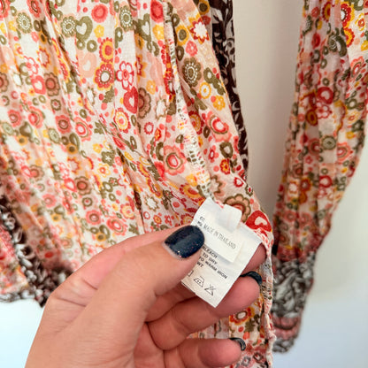 Genne U/Arm to U/Arm 44cm Lace-Trimmed Floral-Print Woven Blouse