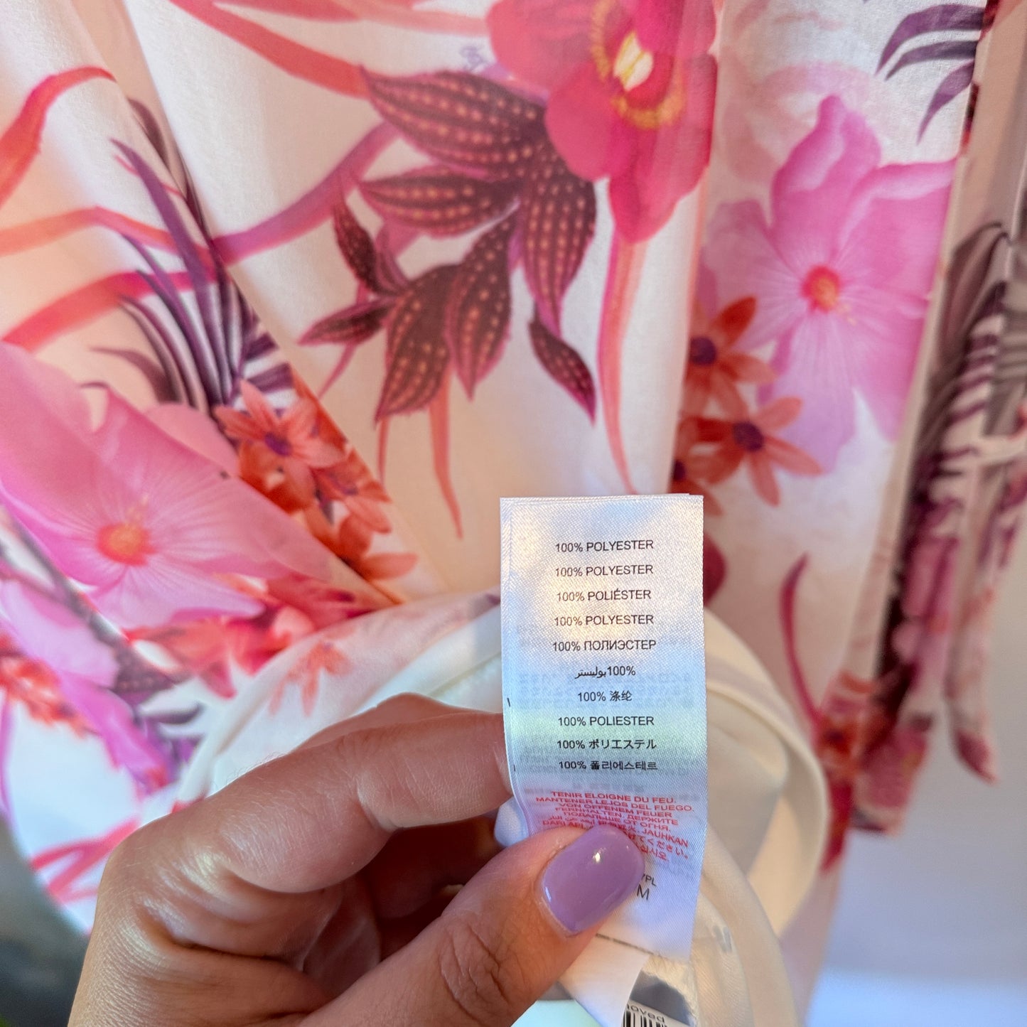 Floral Sheer Single Sleeve Asymmetrical Top - Size M