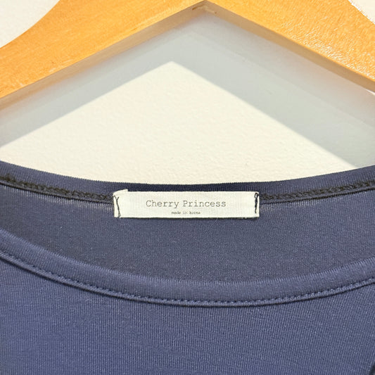 Cherry Princess Size U/Arm 38cm Navy Blue Ruffled Short-Sleeve Top