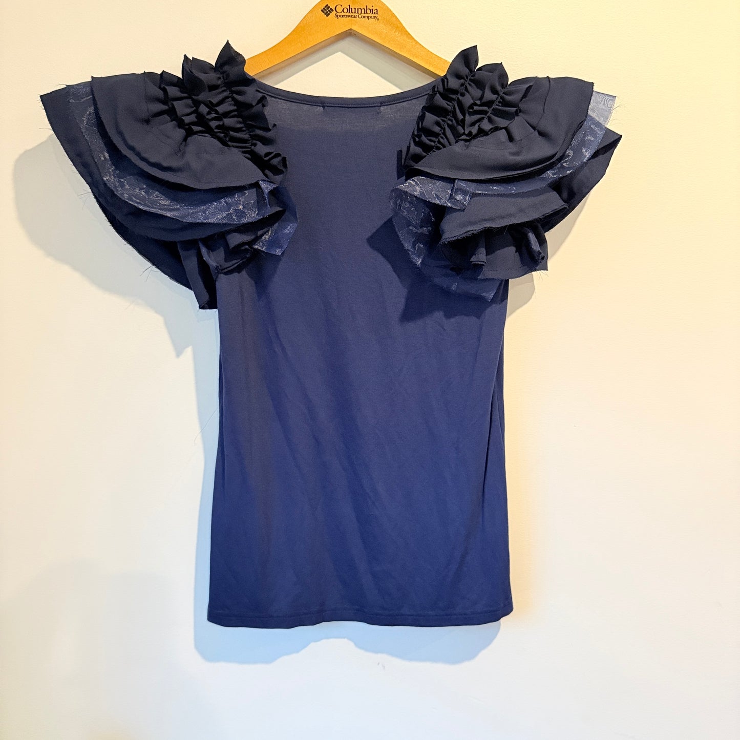 Cherry Princess Size U/Arm 38cm Navy Blue Ruffled Short-Sleeve Top