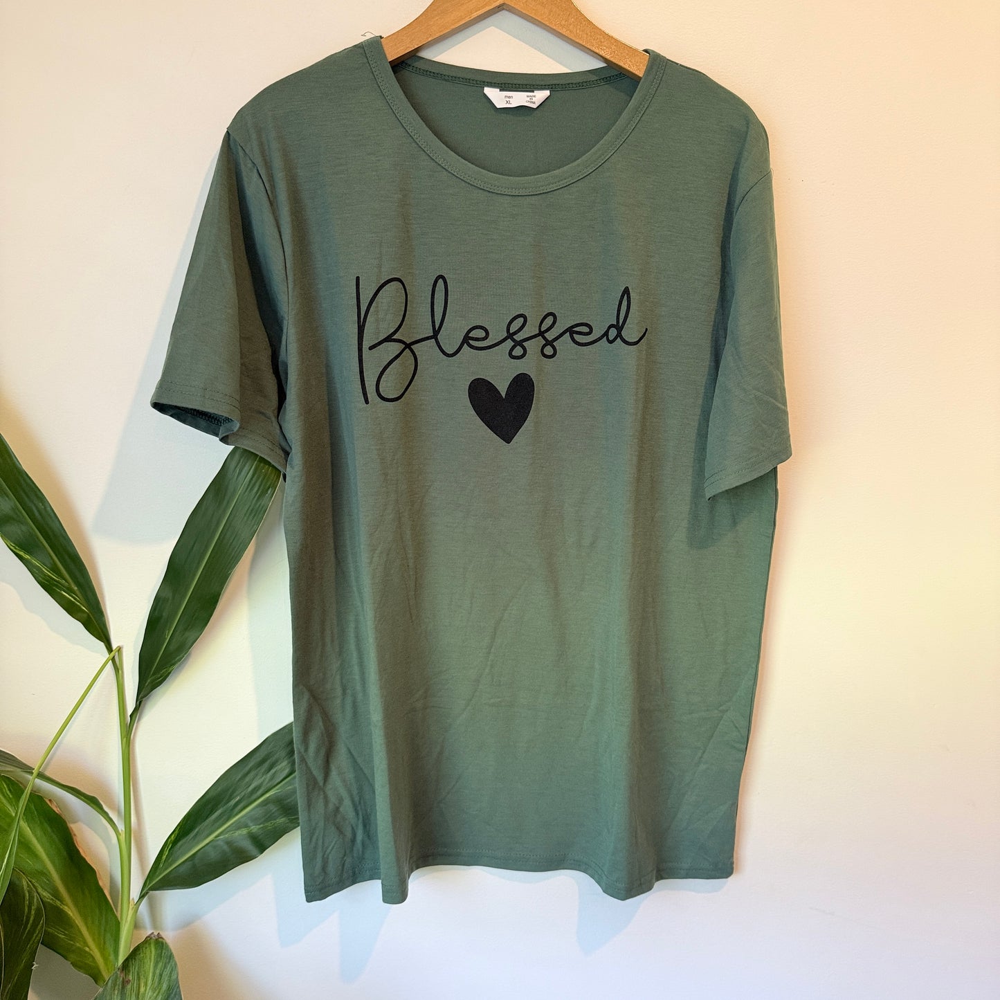 Men Blessed Graphic Tee Green - XL