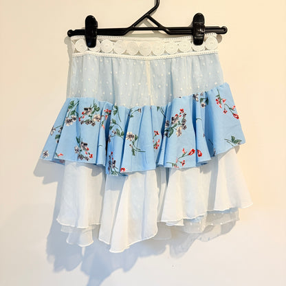 Showpo Size 8 Light Blue Tiered Mini Skirt