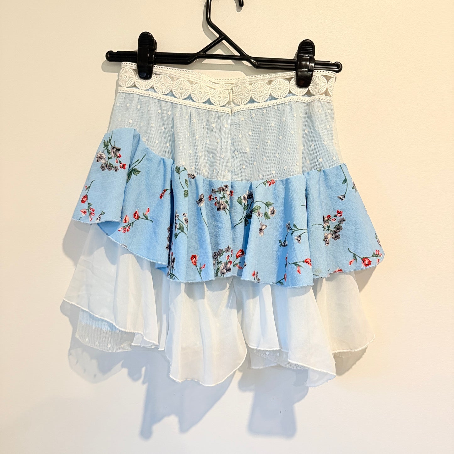 Showpo Size 8 Light Blue Tiered Mini Skirt