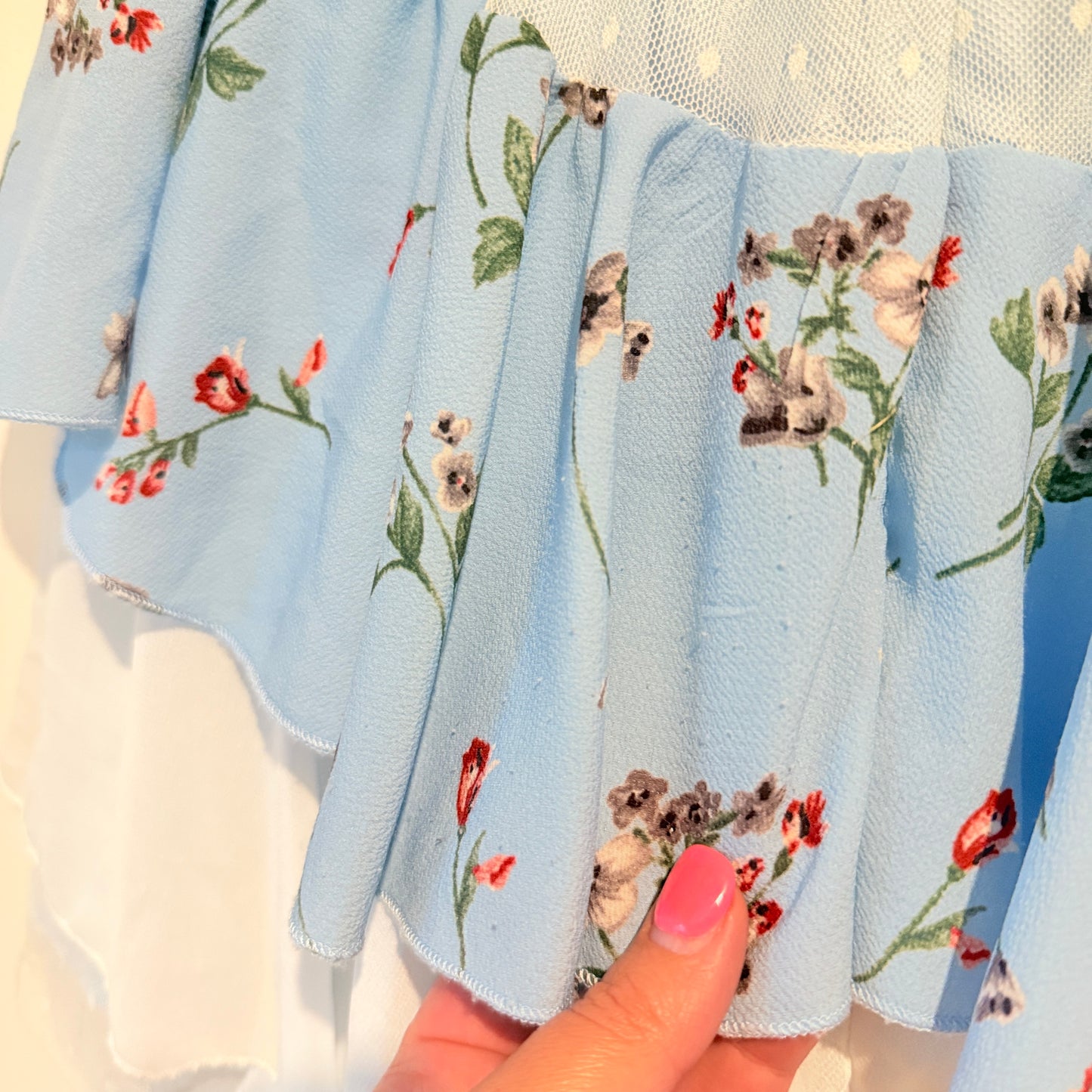 Showpo Size 8 Light Blue Tiered Mini Skirt