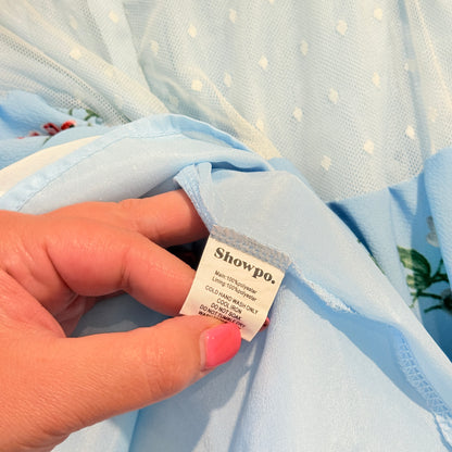 Showpo Size 8 Light Blue Tiered Mini Skirt