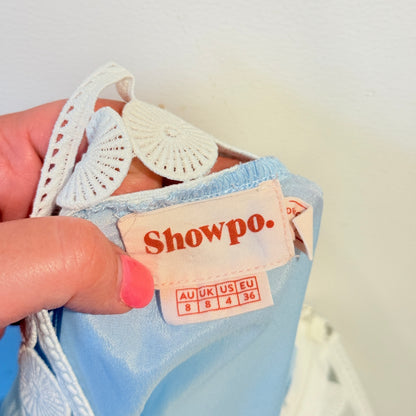 Showpo Size 8 Light Blue Tiered Mini Skirt