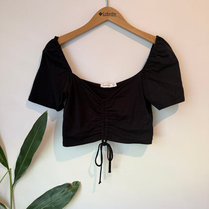 Glassons Ruched Crop Top Black – Size XL