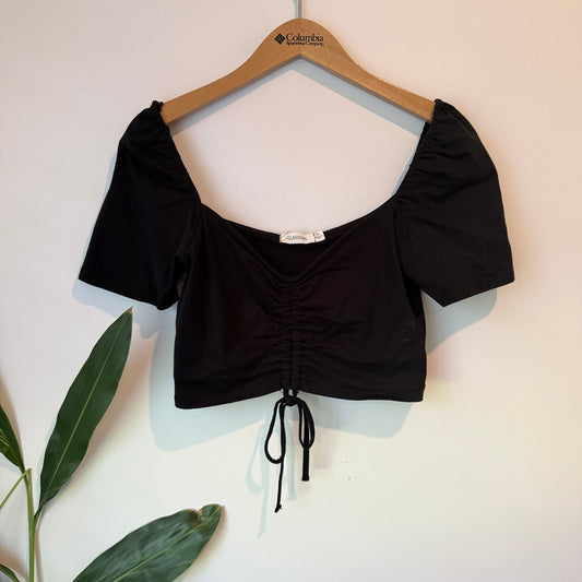 Glassons Ruched Crop Top Black – Size XL