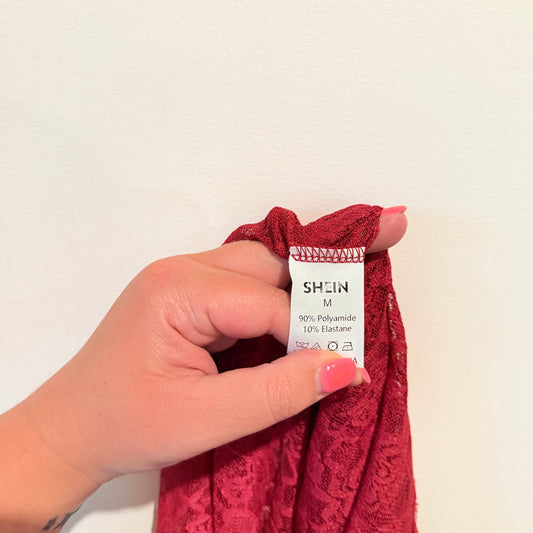 Shein Size M Pink Lace Off-the-Shoulder Lingerie Mini Dress