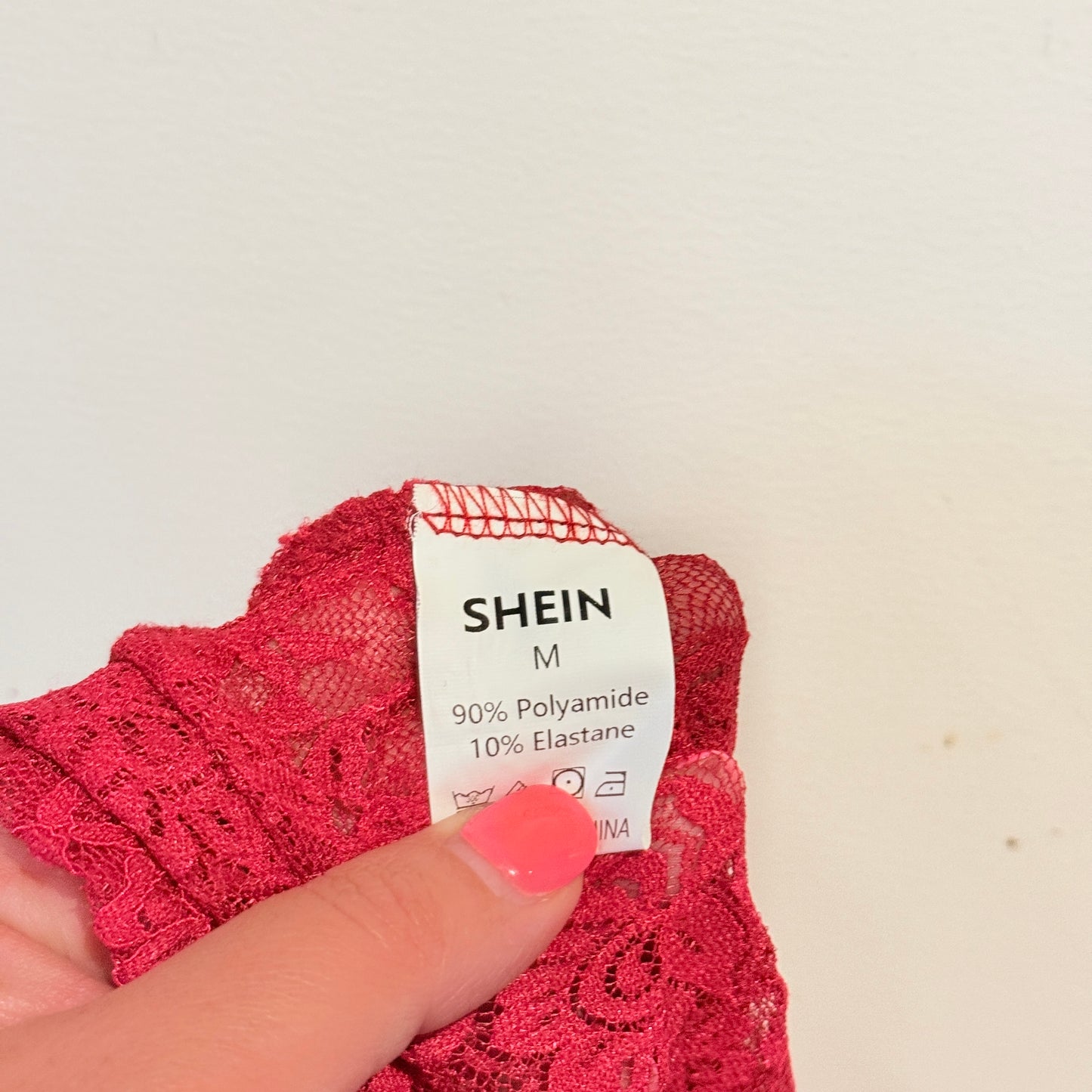 Shein Size M Pink Lace Off-the-Shoulder Lingerie Mini Dress