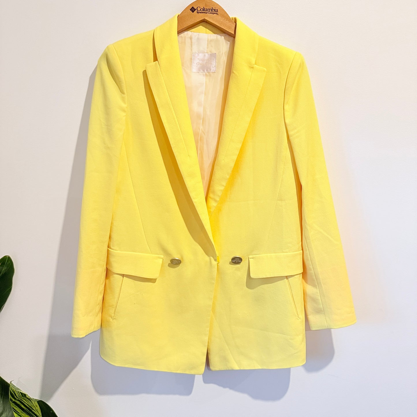 Paige Flynn Size 1 Yellow Double-Breasted Twill Blazer