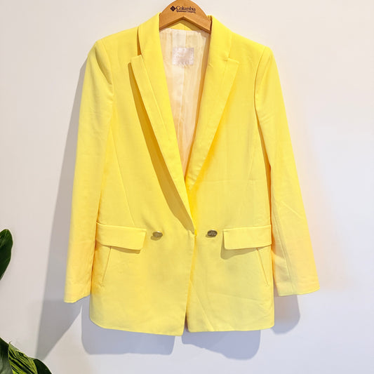 Paige Flynn Size 1 Yellow Double-Breasted Twill Blazer