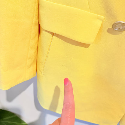 Paige Flynn Size 1 Yellow Double-Breasted Twill Blazer