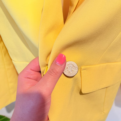 Paige Flynn Size 1 Yellow Double-Breasted Twill Blazer