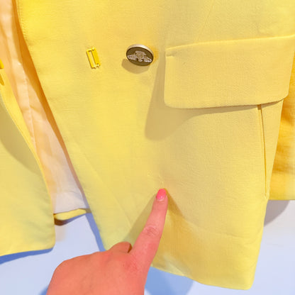 Paige Flynn Size 1 Yellow Double-Breasted Twill Blazer