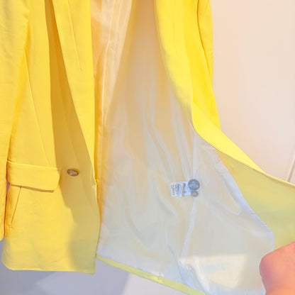 Paige Flynn Size 1 Yellow Double-Breasted Twill Blazer