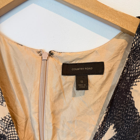 Country Road 100% Silk Ruched Midi Dress – Size 12