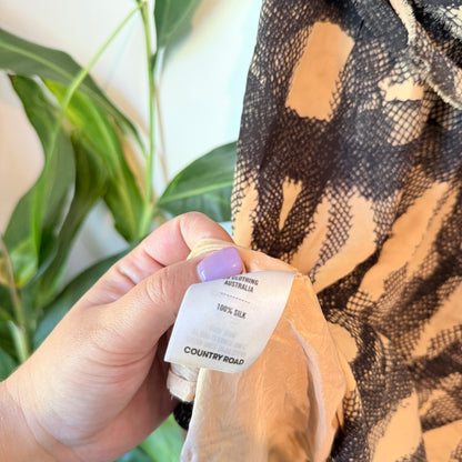 Country Road 100% Silk Ruched Midi Dress – Size 12