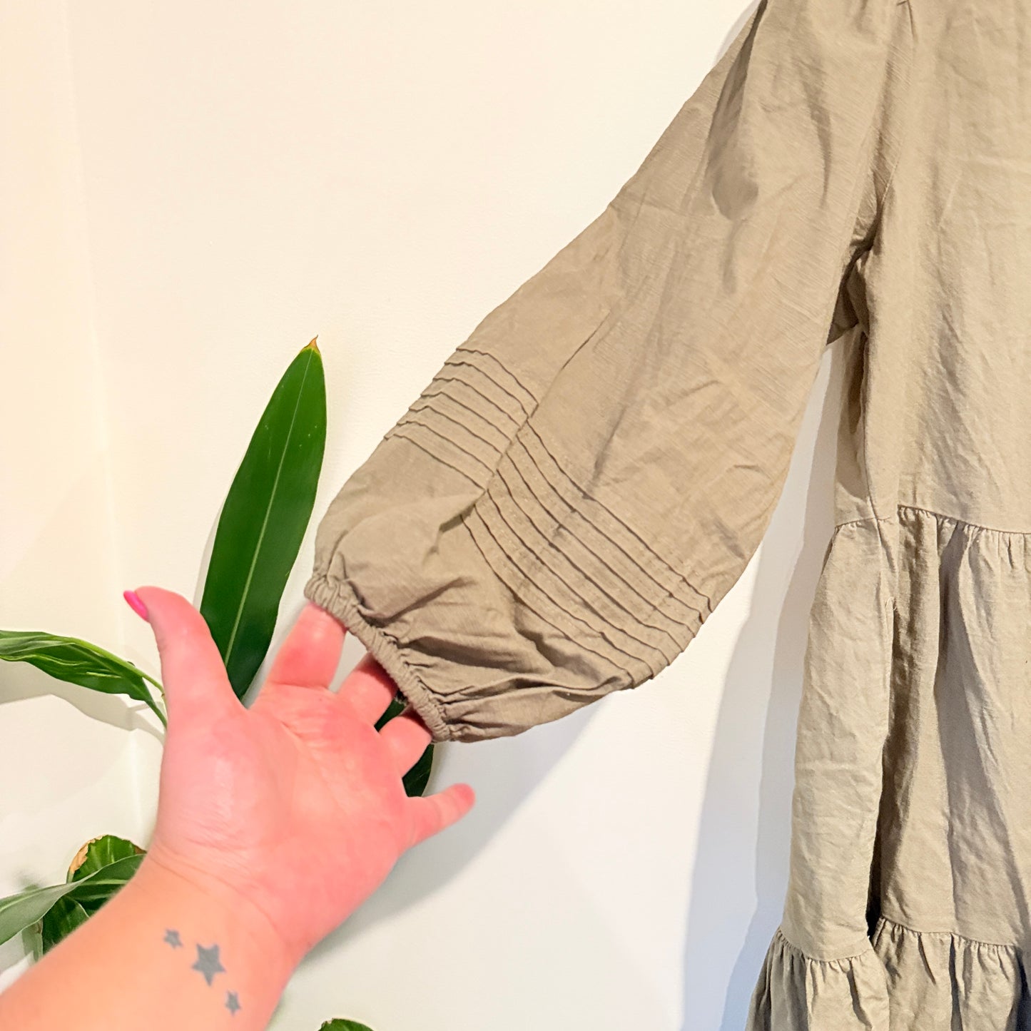 Cotton:On Size 10 Tiered Puff-Sleeve Cotton Mini Dress