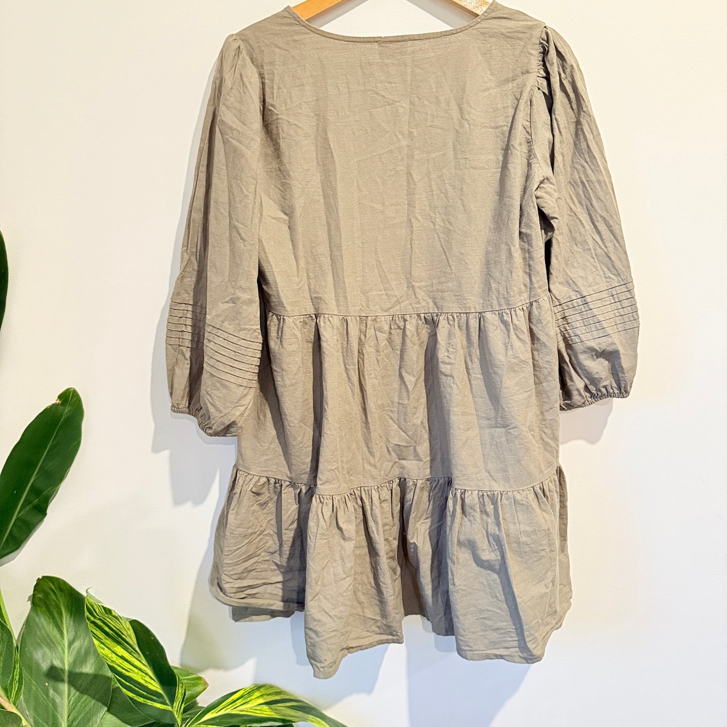 Cotton:On Size 10 Tiered Puff-Sleeve Cotton Mini Dress