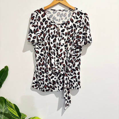 Size U/Arm 54cm Leopard Print Short-Sleeve Blouse