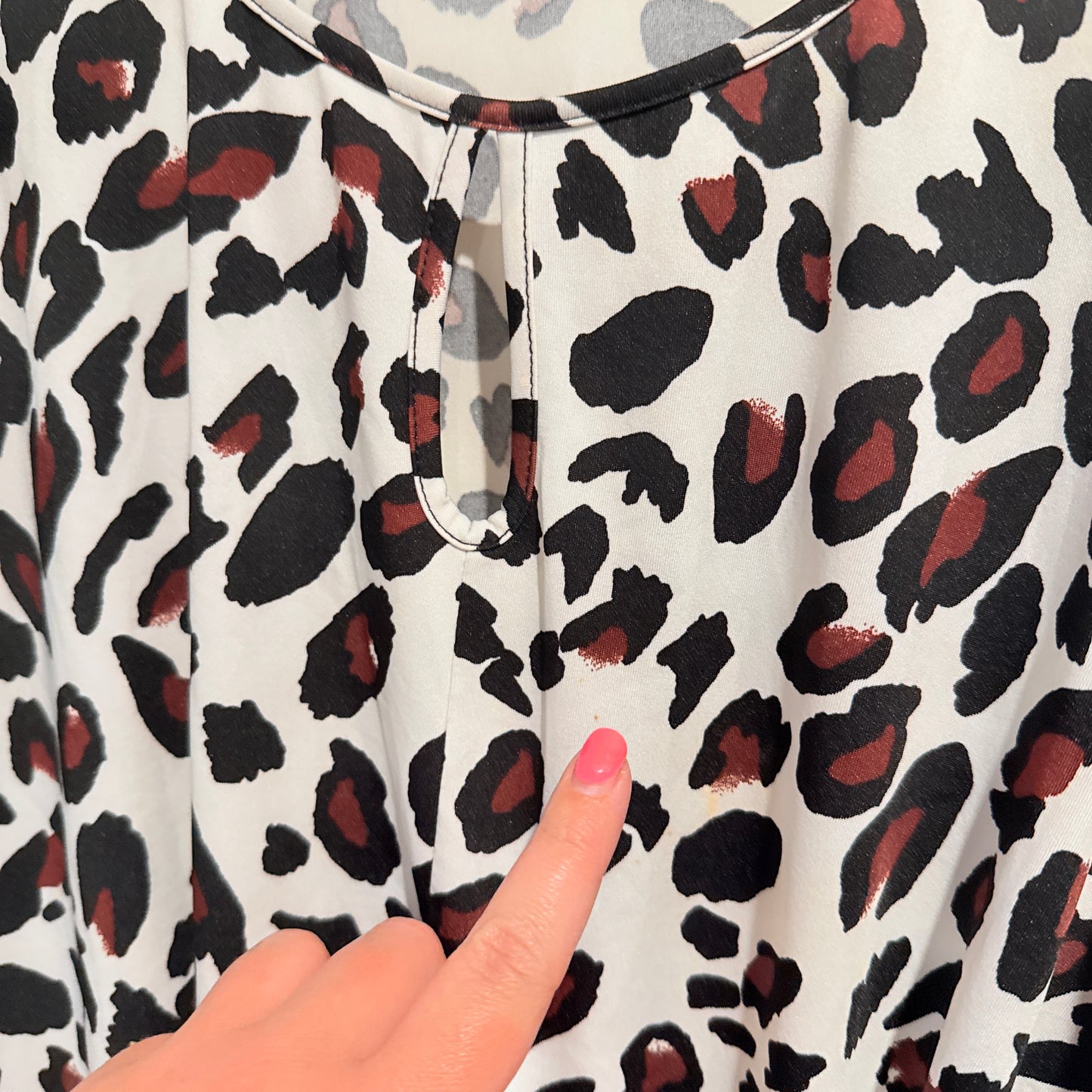 Size U/Arm 54cm Leopard Print Short-Sleeve Blouse