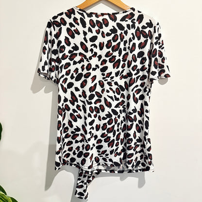 Size U/Arm 54cm Leopard Print Short-Sleeve Blouse