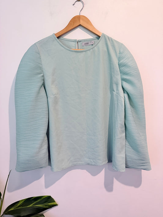 Creme Size XL Textured Long Sleeve Top