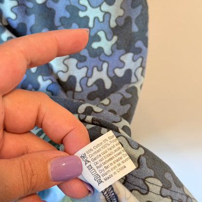 Sylvester Puzzle Print Short Sleeve Dress Blue – XS