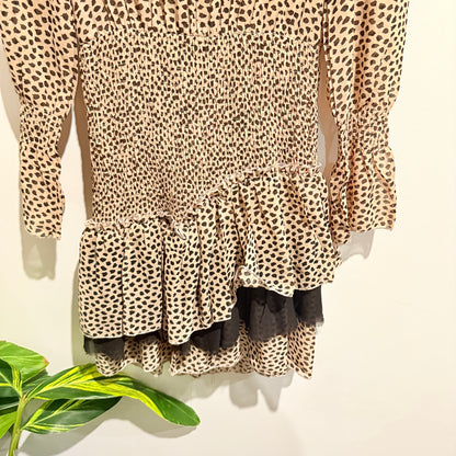 Who I Am Size 8 Polka Dot Ruffle Long-Sleeve Dress