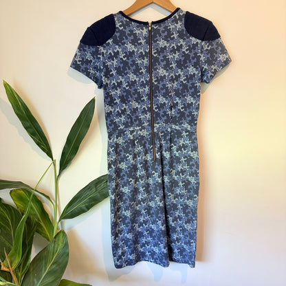 Sylvester Puzzle Print Short Sleeve Dress Blue – XS