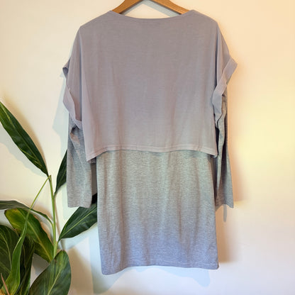 Decjuba Layered Long Sleeve Tunic Top Grey – S/M