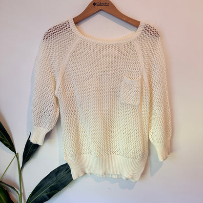 Cream Open Knit Sweater - Size M