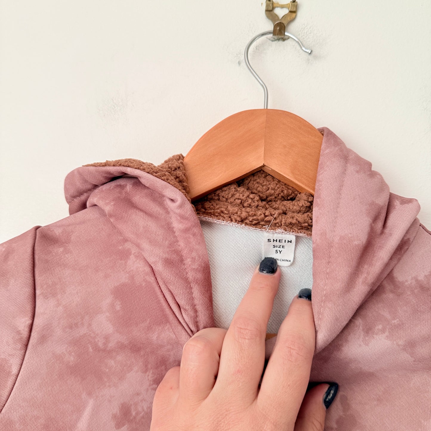 Shein Size 5Y Mauve Tie-Dye Long Sleeve Pullover Hoodie