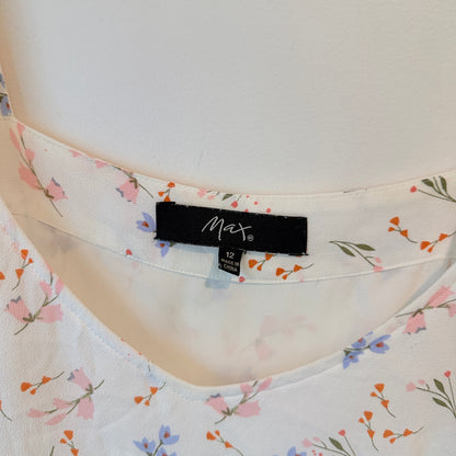 Max Floral Cold Shoulder Dress White - Size 12
