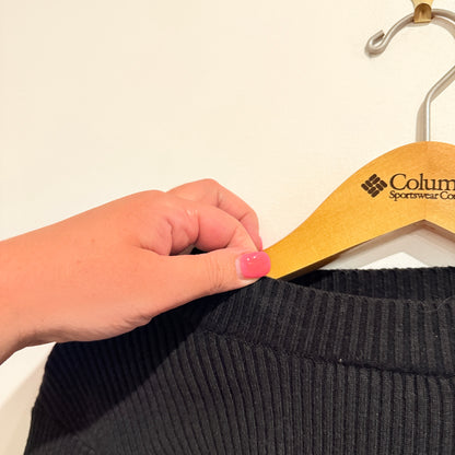 Mirrou Size S Black Ribbed Long-Sleeve Cut-Out Top