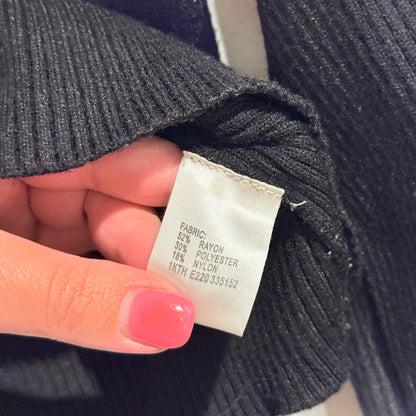 Mirrou Size S Black Ribbed Long-Sleeve Cut-Out Top