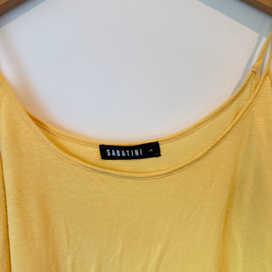 Sabatini Silk Blend Cold Shoulder Top Yellow - Size L