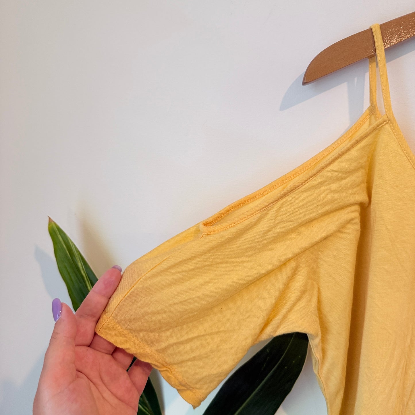 Sabatini Silk Blend Cold Shoulder Top Yellow - Size L