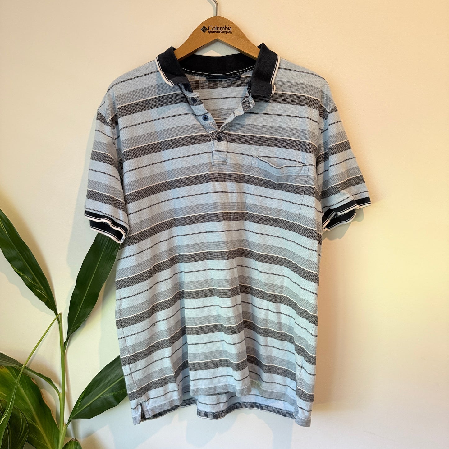 Chisel Mens Short Sleeve Polo Shirt Blue Grey Striped - XL