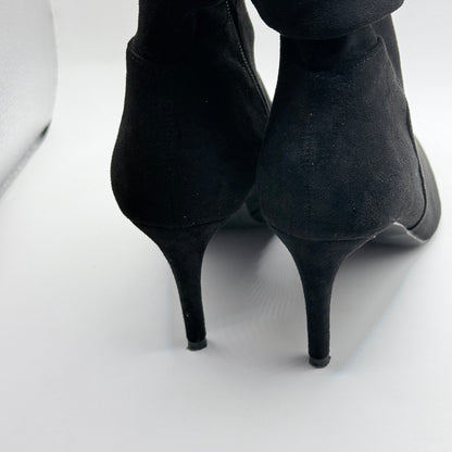 Novo Dekota Black Faux Suede Slouch Ankle Boots – Size 9