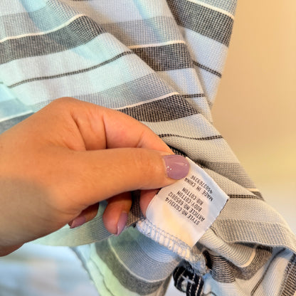 Chisel Mens Short Sleeve Polo Shirt Blue Grey Striped - XL