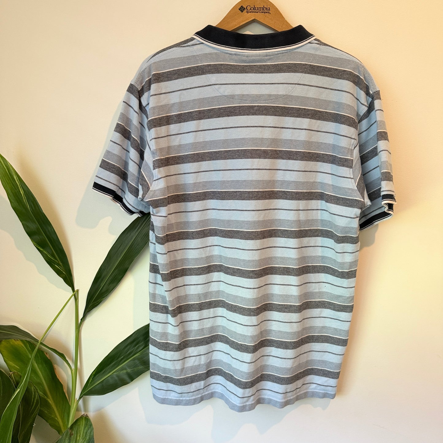 Chisel Mens Short Sleeve Polo Shirt Blue Grey Striped - XL