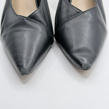 Mi Piaci Black Leather Cut-Out Pointed Toe Heels – Size 40