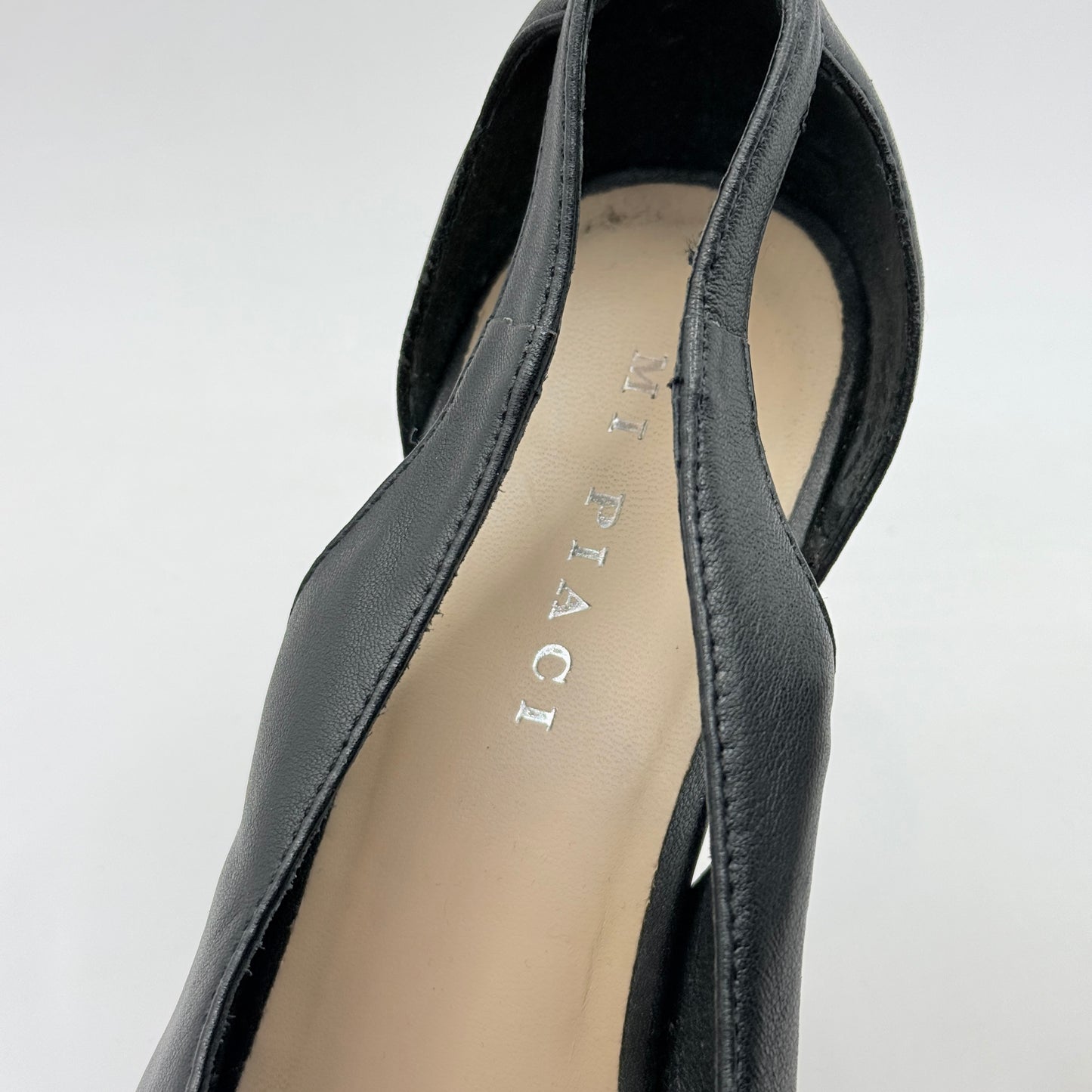 Mi Piaci Black Leather Cut-Out Pointed Toe Heels – Size 40